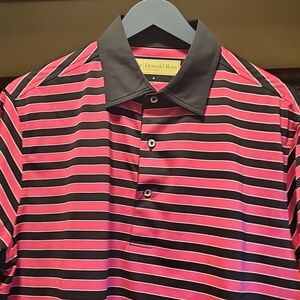 Donald Ross Men's Pink and Black Striped Polo